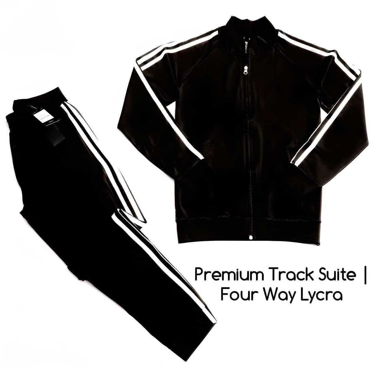Men’s Premium 4-Way Lycra Track Suit – Side Stripe Stylish Gym & Casual Wear