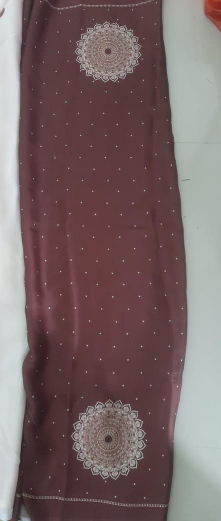 Elegant Satin Silk Printed Kaftan Saree with Unstitched Blouse