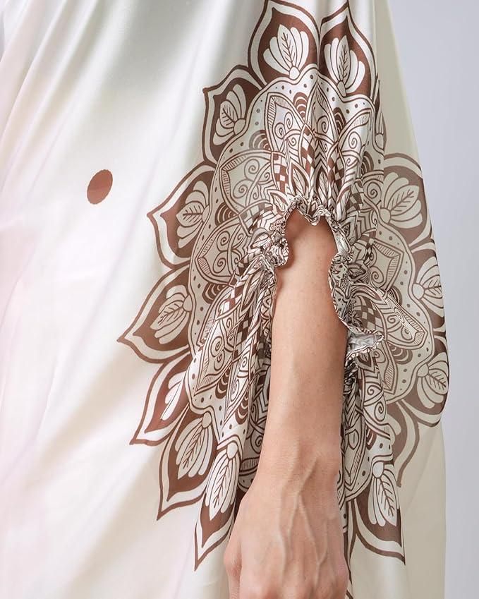 Elegant Satin Silk Printed Kaftan Saree with Unstitched Blouse