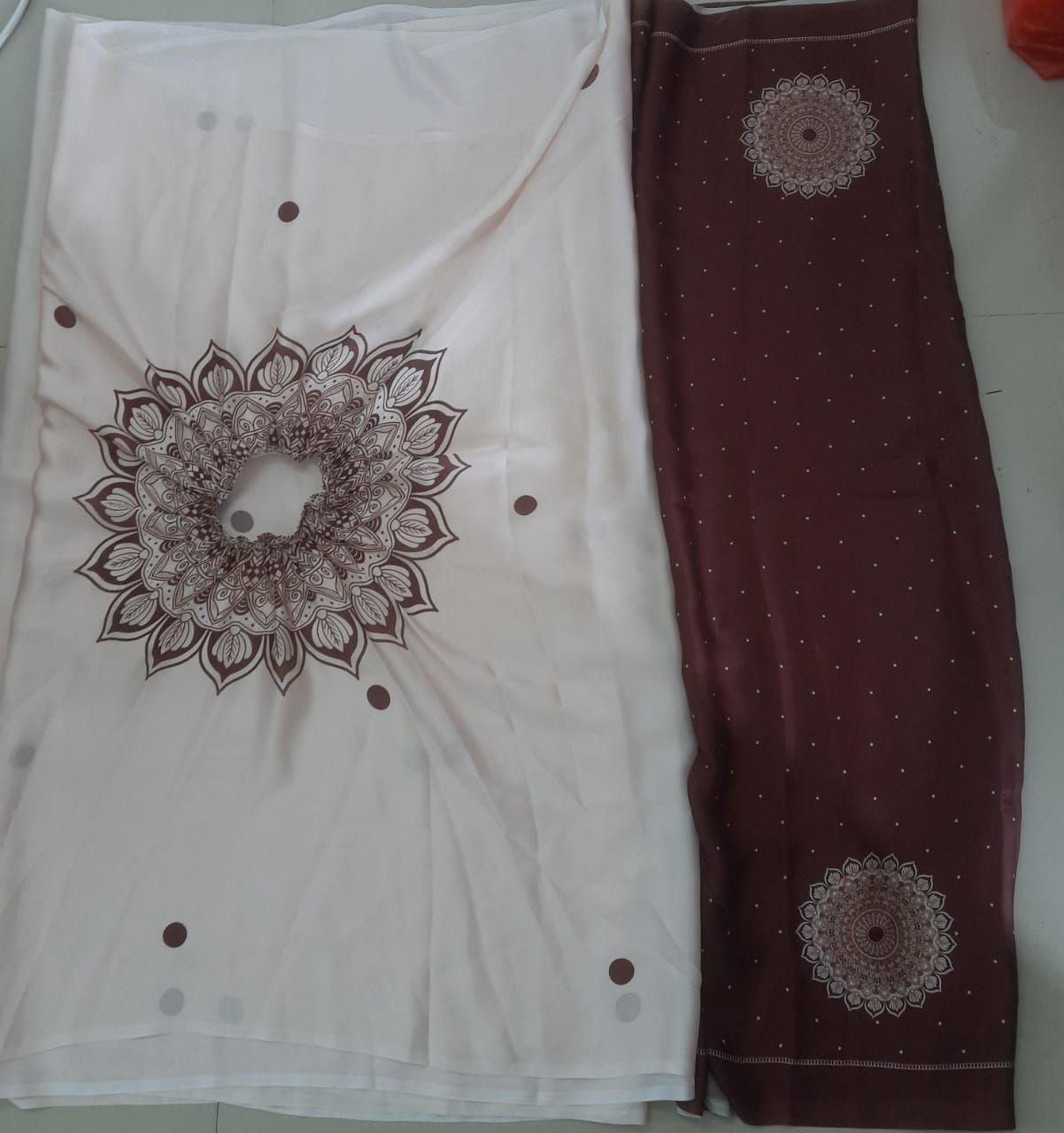 Elegant Satin Silk Printed Kaftan Saree with Unstitched Blouse