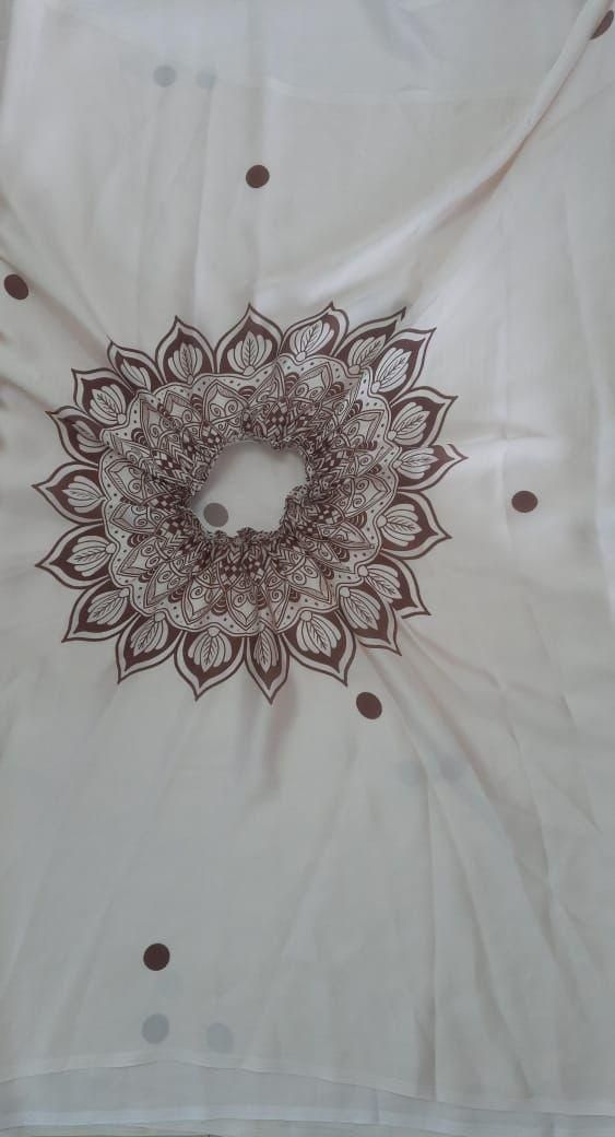 Elegant Satin Silk Printed Kaftan Saree with Unstitched Blouse