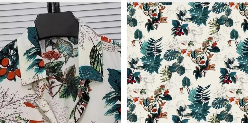 Men's Casual Vacation-Style Printed Short & Shirt Co-ord Set (2pcs Set)